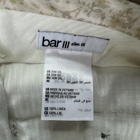 Bar III Mens Slim Fit 100% Linen Pinstripe Suit Pants Tan 30x30 - Picture 4 of 4